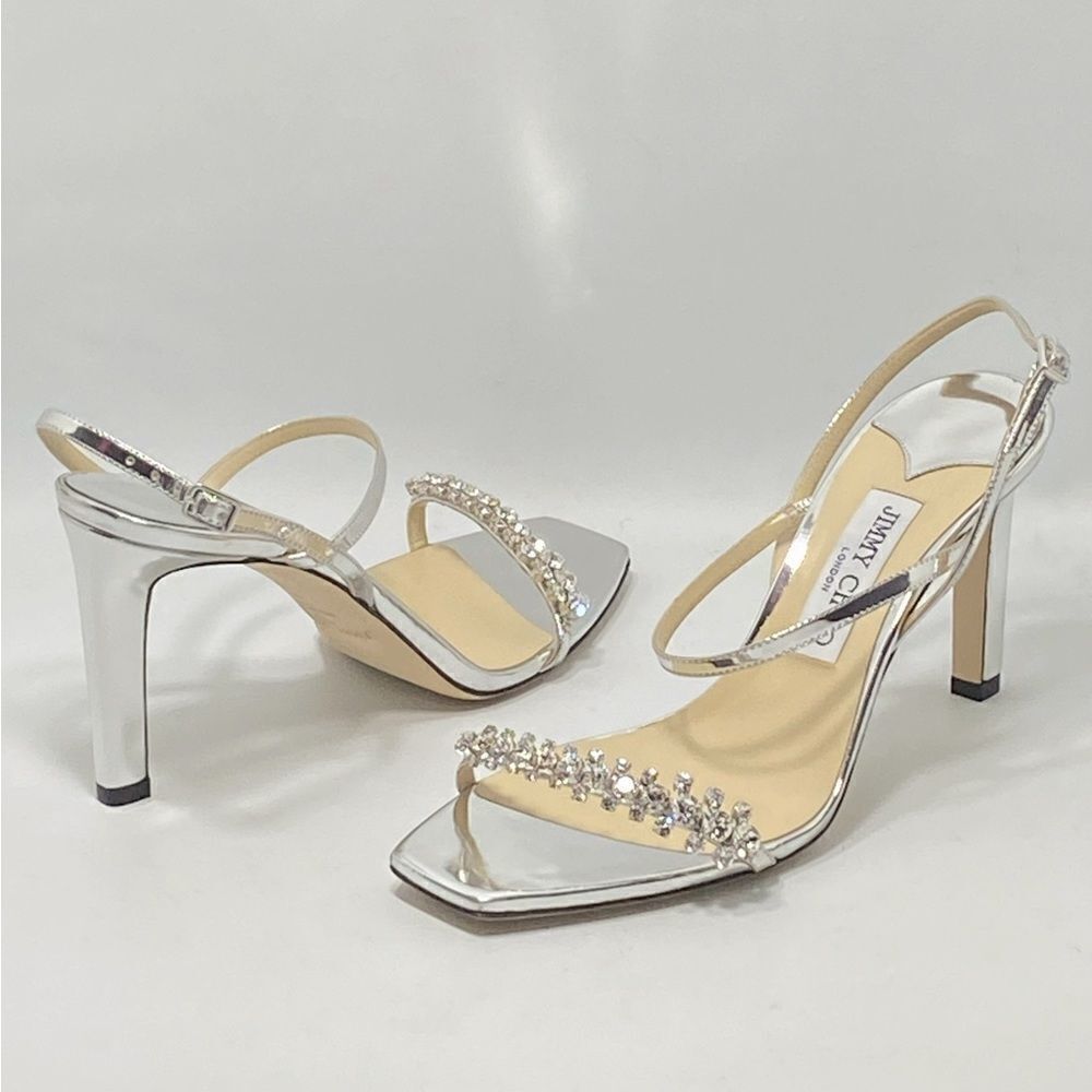 Jimmy Choo Meira Embellished Patent Leather Sandals size 39
